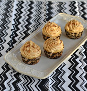 Love these Spiced Walnut Cupcakes with Caramel Frosting