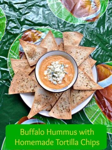 Get ready for the Big Game with Buffalo Hummus and Homemade Tortilla Chips!
