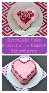 Make a fabulous Chocolate Cake filled with M&M's® Strawberry for Valentine's Day