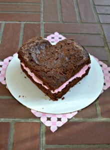 Delicious chocolate cake filled with pink frosting and M&M's® Strawberry