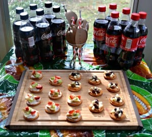 Coca-cola and RITZ cracker fruit tarts and Mediterranean appetizers are perfect for Game Day!