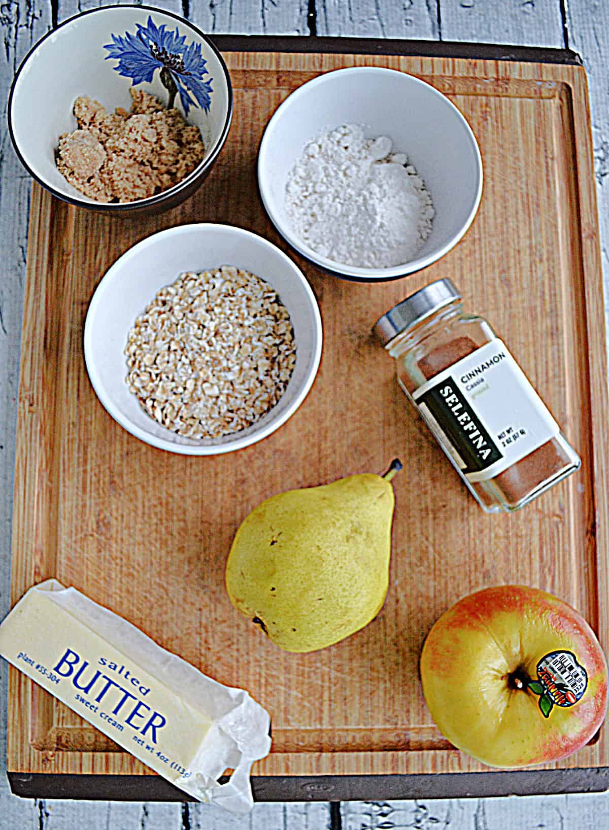 Ingredients for making Apple Pear Crisp.