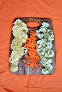 Love using my spiralizer to make these gorgeous vegetables ribbons in a stir fry!