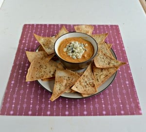 Buffalo Hummus with Homemade Tortilla Chips is a healthier and delicious Game Day snack