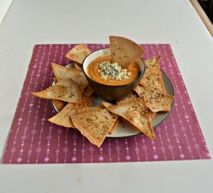 Make Buffalo Hummus with Homemade Tortilla Chips for an appetizer at your next party!