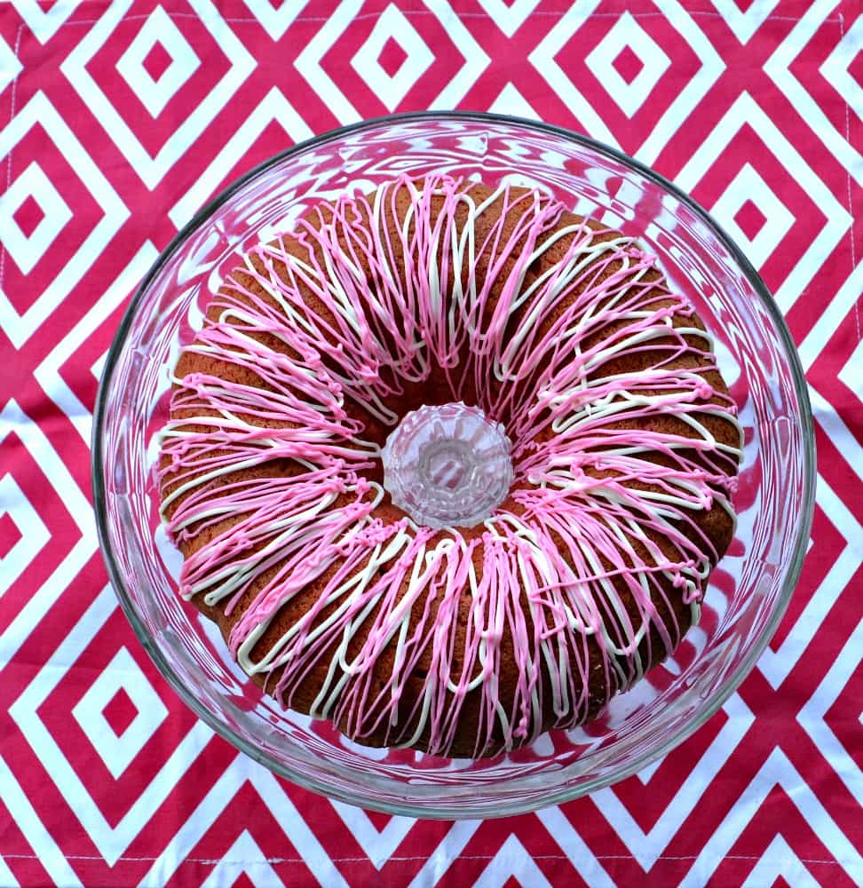 Make your Bundt cake look amazing with pink and white chocolate drizzle!