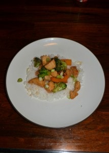Thai Chicken with Broccoli and Peppers over rice