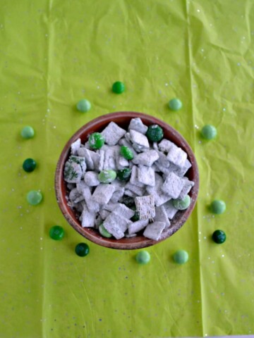 Enjoy a bowl of this Mint Puppy Chow for St. Patrick's Day
