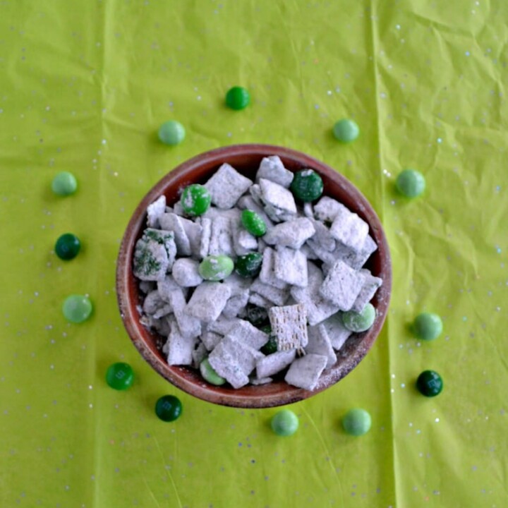 Enjoy a bowl of this Mint Puppy Chow for St. Patrick's Day