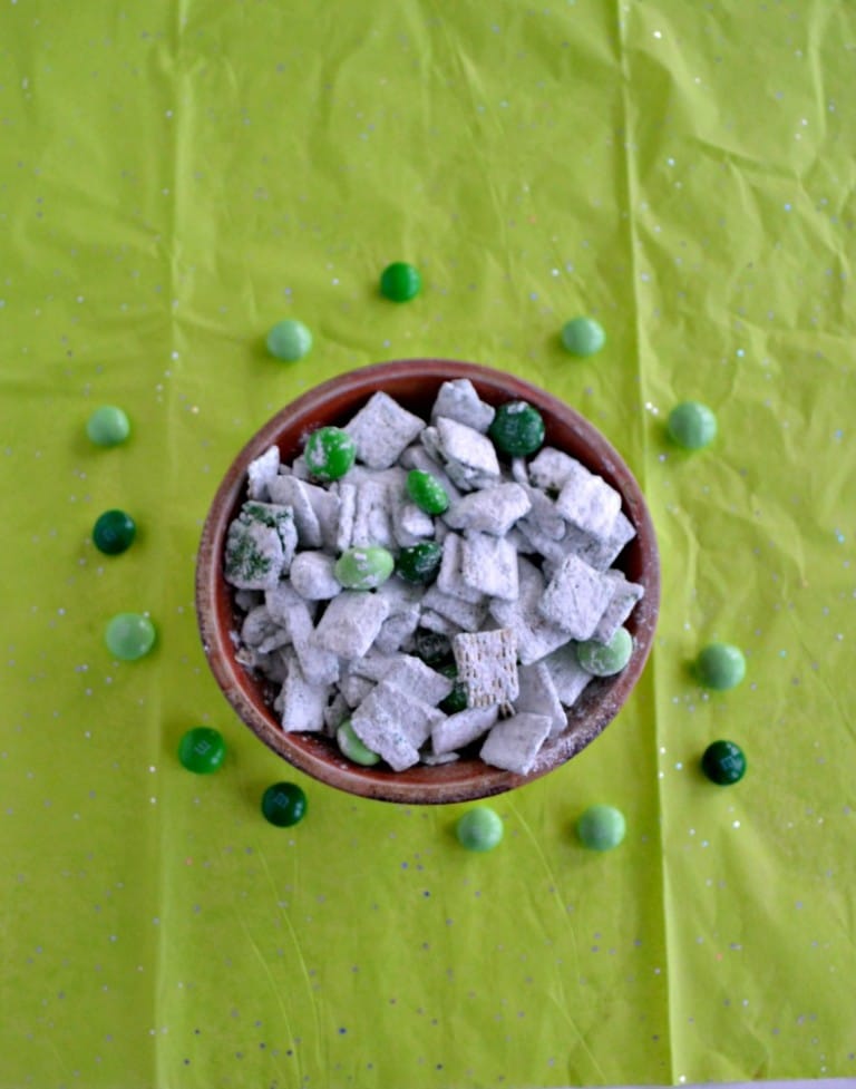 Enjoy a bowl of this Mint Puppy Chow for St. Patrick's Day