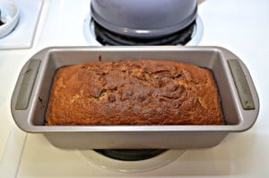 Bake up a loaf of Banana Bread with a chocolate hazlenut swirl in the middle of it