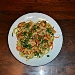 Chicken and Tangy Peanut Sauce over Carrot and Squash Noodles is a great healthy dinner