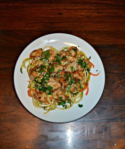 Chicken and Tangy Peanut Sauce over Carrot and Squash Noodles is a great healthy dinner