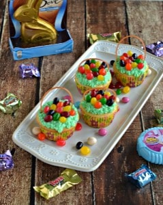 Easter Basket Cupcakes are made with M&M’s® Easter Sundae and Starburst® Original Jellybeans