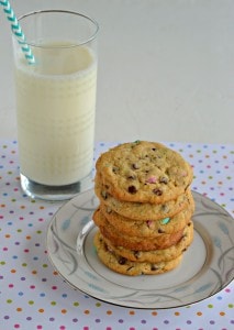 Nothing is better then a tall glass of milk with a stack of Malt M&M's Cookies!