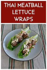 Pin Image: Text title, two lettuce wraps with meatballs in them.