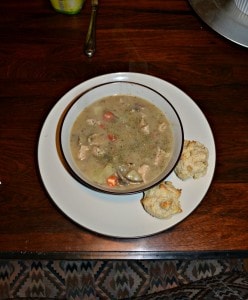 Warm up with a hearty bowl of Turkey and vegetable Stew with Biscuits