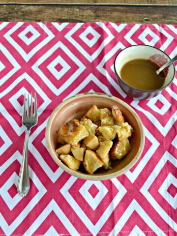Grab a fork and dig into this Apple Bread Pudding with Butterscotch Sauce