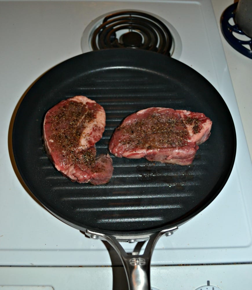 Turn the steaks 90 degrees in order to get the perfect diamond grill marks