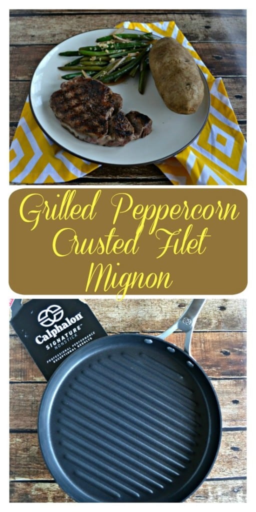 Make this tasty Grilled Peppercorn Crusted Filet Mignon in a Calphalon Signature™ Nonstick Grill Pan
