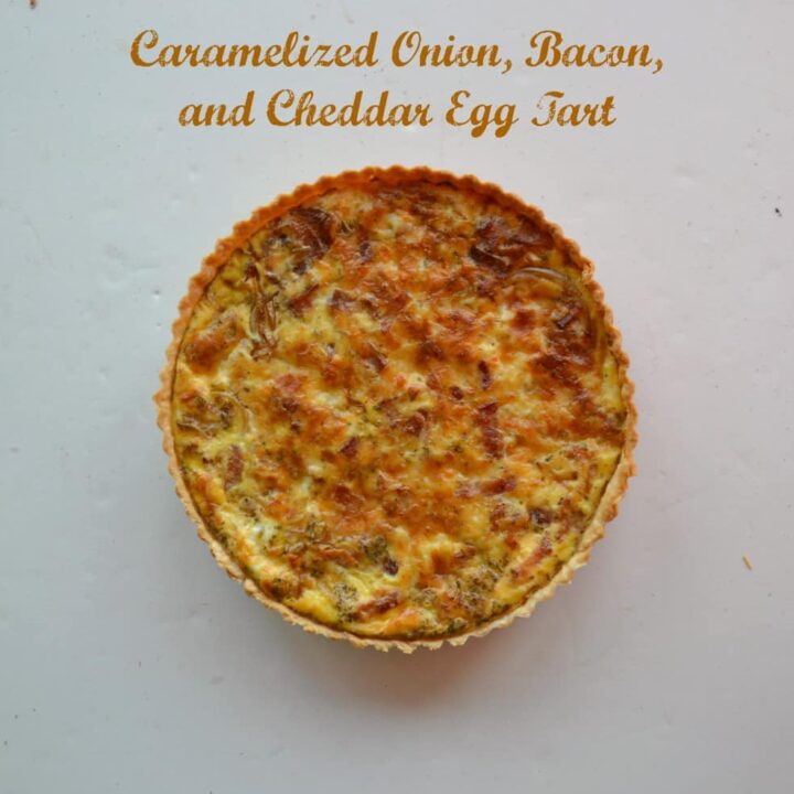 Love this flavorful Caramelized Onion, Bacon, and Cheddar Egg Tart for Brunch!
