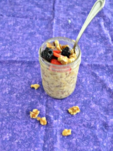 Overnight Oats with nuts and berries is a delicious breakfast that's easy to customize.