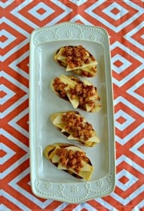 Grab an Apple, Chorizo, and manchego Crostini for an appetizer or snack!