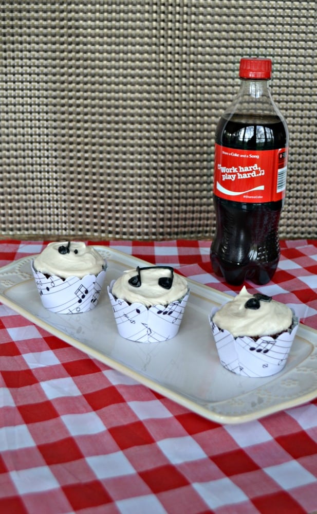 Love these fun Coca-Cola Chocolate Cupcakes with music notes on them!
