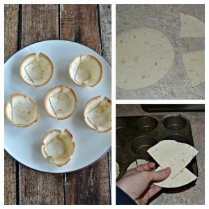 How to make crunchy tortilla bowls for Greek Hummus Chicken Bites