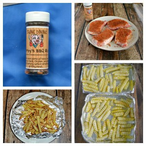 Make the BBQ Pork and frozen french fries on the grill and get ready for an amazing summer salad!
