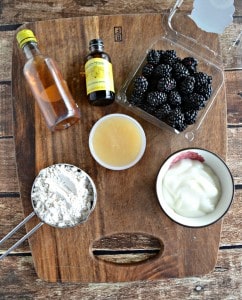 All the ingredients needed to make Gluten Free Lemon Blackberry Muffins