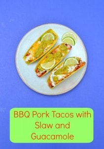 No cookout is complete without these BBQ Pork Tacos with Slaw and Sabra Veggie Fusions Guacamole!