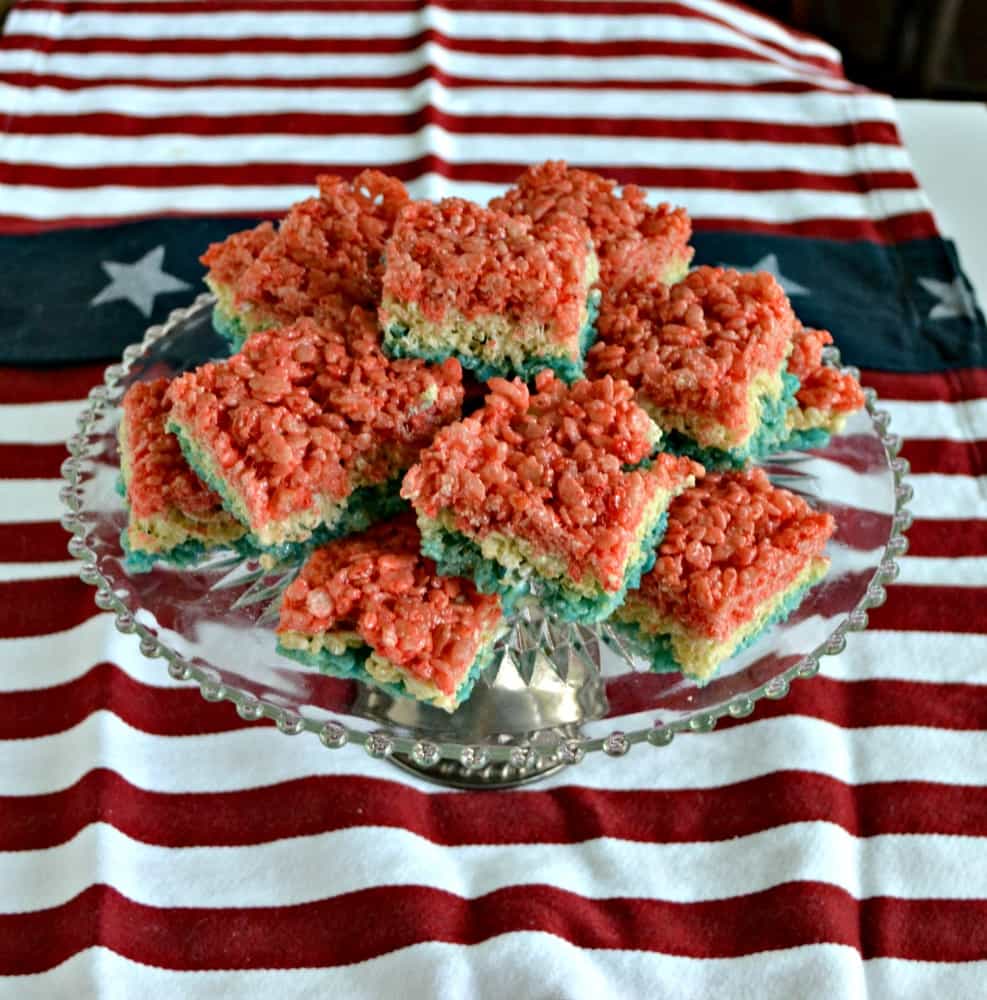 These Red, White, and Blue Rice Krispies Treats take just minutes to make!