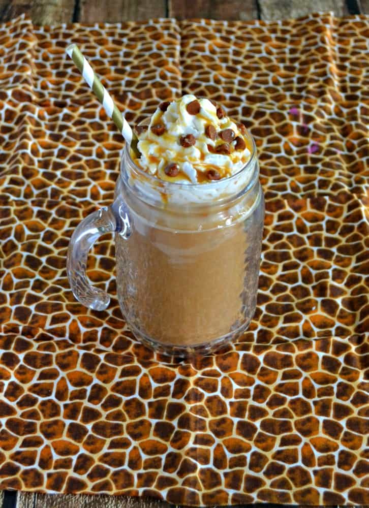 Sip on this refreshing Salted Caramel iced Coffee with whipped cream