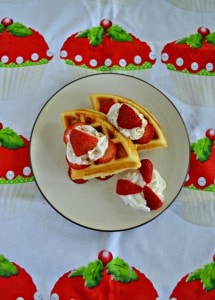 Delicious vanilla waffles with fresh strawberries and cinnamon whipped cream made the most delicious Strawberry Shortcake Waffles!