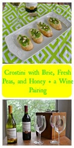 Crostini with Brie, Fresh Peas, and Honey + a Woodbridge by Robert Mondavi wine pairing