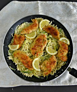 This Crispy Parmesan Chicken over Bright Lemon Pasta is one of my new favorite meals!