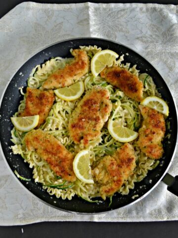 This Crispy Parmesan Chicken over Bright Lemon Pasta is one of my new favorite meals!