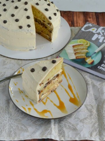 Love this delicious Dream Cake made with Coconut Chocolate Chip Cake, soaked in Sweet Cream Syrup, then layered with Salted Caramel Frosting. It's just one of the awesome cakes in Cake Magic!