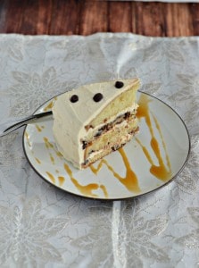 You won't want to share this amazing Dream Cake studded with chocolate chips and topped with Salted Caramel Frosting