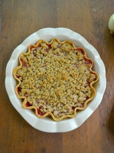 Fresh berries and rhubarb make this amazing Strawberry Rhubar Pie with Crumble Topping.