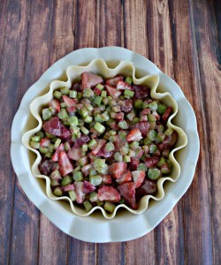 Fresh rhubarbs and strawberries make the best pies!