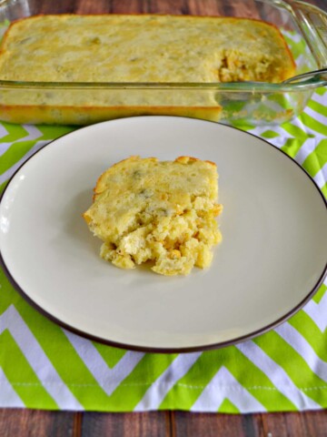 Grab a spoon and dig into this delicious Corn Pudding with Green Chilies! It's a tasty side dish that goes well with a variety of meals.