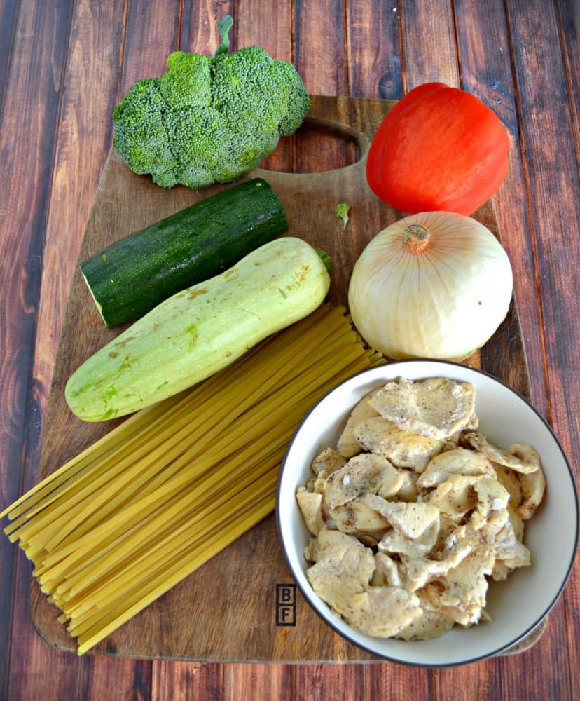 Everything you need to make Lemon Fettuccine Alfredo with Chicken and Vegetables!