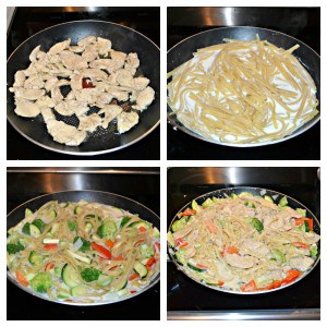 Make an easy one pot Lemon Fettuccine Alfredo with Chicken and Vegetables