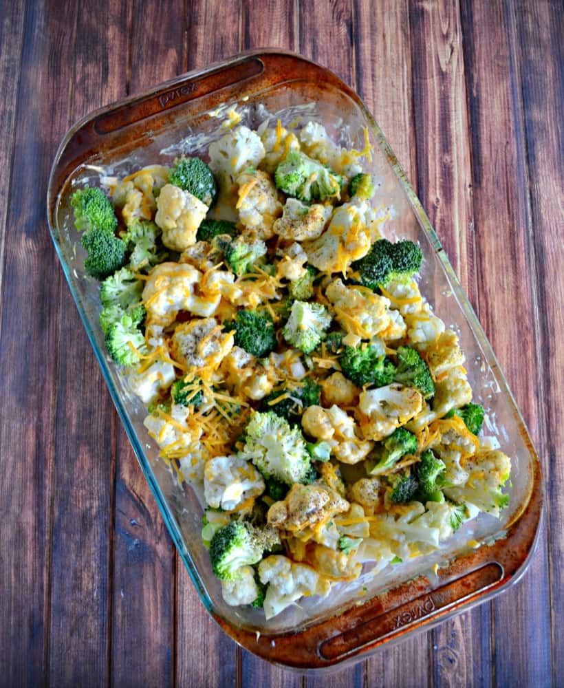 Bake up a pan of deliciousness with this Broccoli and Cauliflower Cheese Casserole