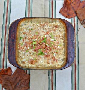 Creamy Corn Casserole uses fresh corn cut off the cobb and is simple to make!