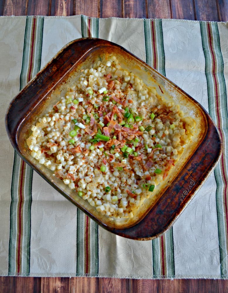 Creamy Corn Casserole with bacon and fresh corn is a delicious holiday side dish