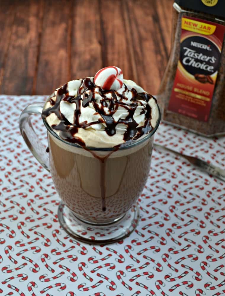 Grab a glass and make this delicious Peppermint Mocha Latte at home!