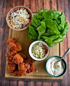 Everything you need to make Boneless BBQ Chicken Wing Lettuce Wraps!